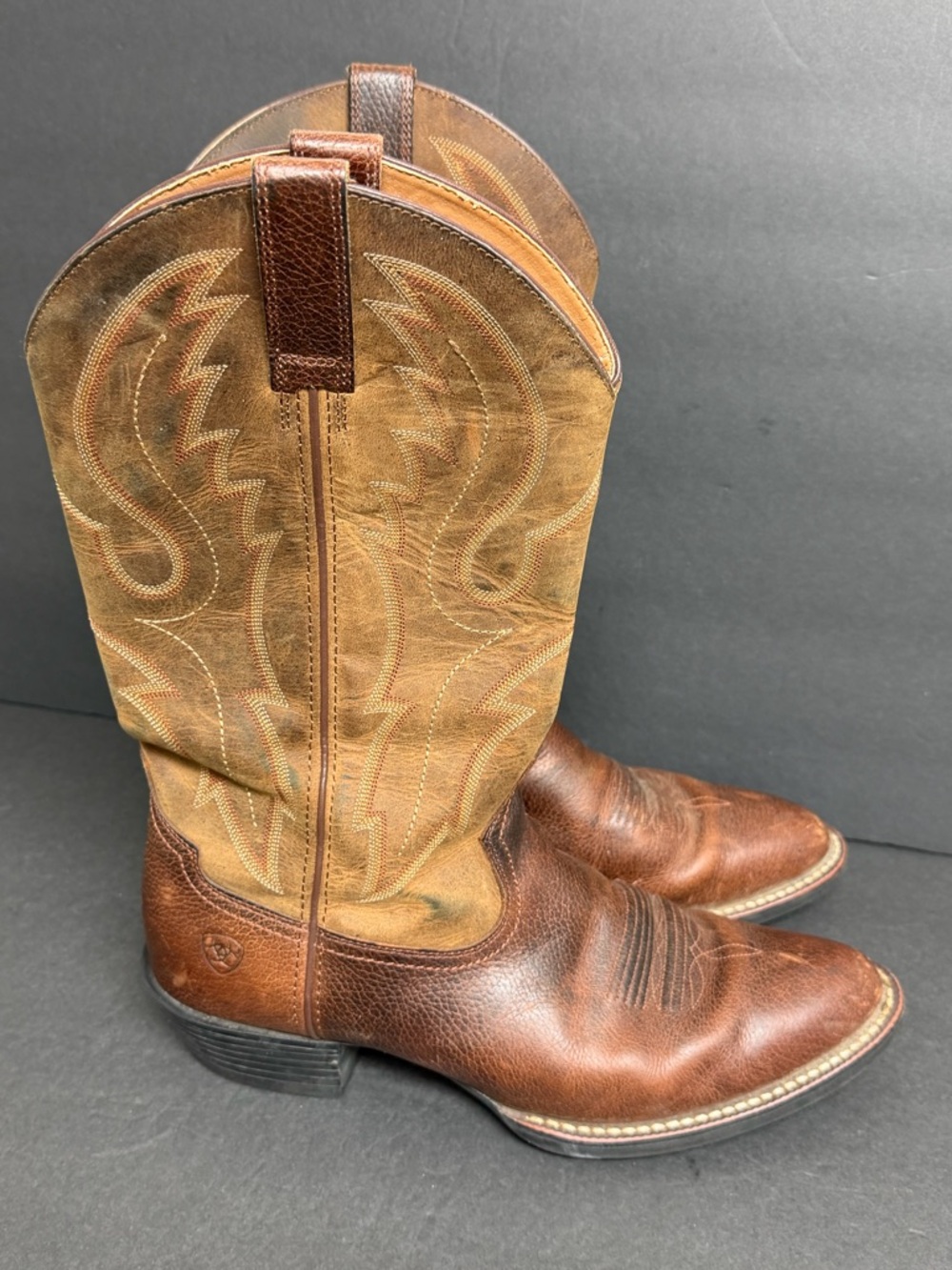 Ariat Brown and Tan Leather Cowboy Boots